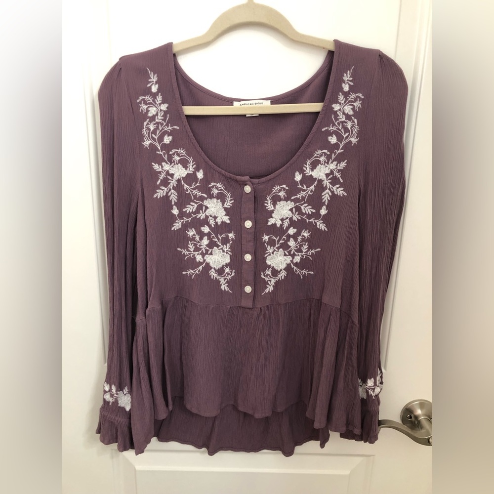 American Eagle purple long sleeve blouse